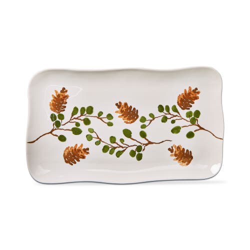Tag Pinecone Sprig Rectangular Serving Platter Multicolor Ceramic