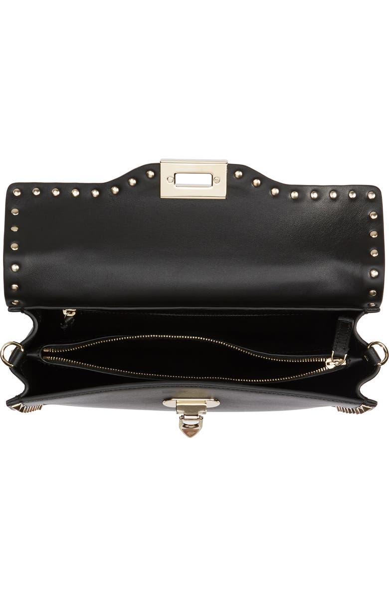 Valentino Garavani Small Rockstud Leather Top Handle Satchel, Alternate, color,