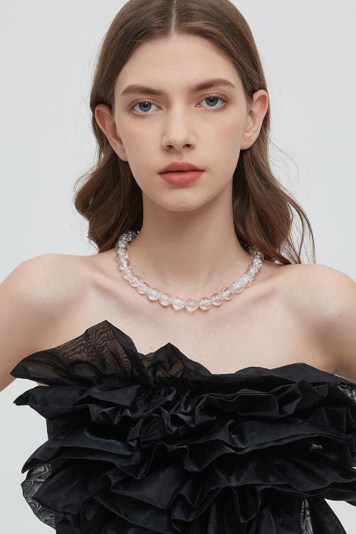 Classicharms Frostnova Azeztulite Clear Phantom Large Crystal Sphere Necklace-14mm In Gold