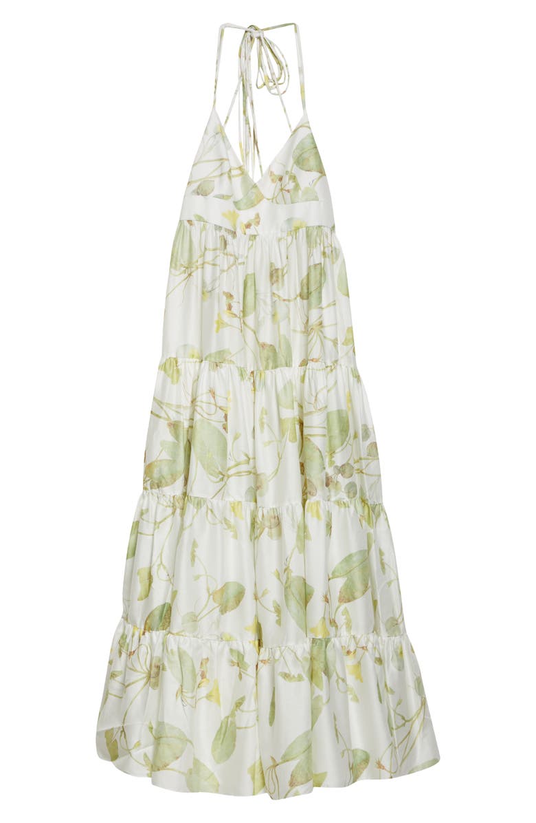 Erdem Strappy Cotton Poplin Fit & Flare Dress, Alternate, color, Lilypad Vine White