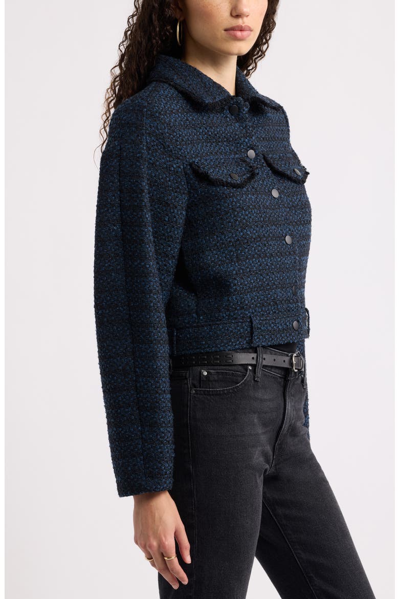 Fringe Tweed Jacket, Alternate, color, BLUE- BLACK