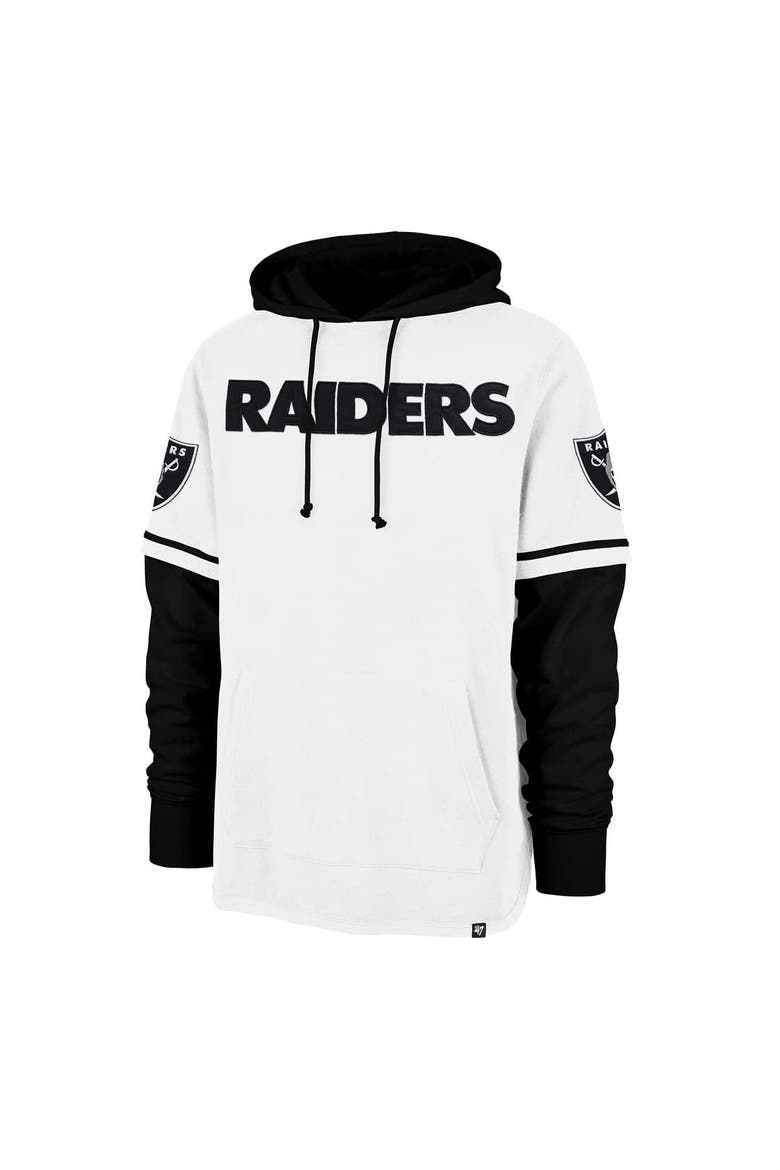 Men's '47 White Las Vegas Raiders Trifecta Shortstop Pullover Hoodie, Alternate, color, White