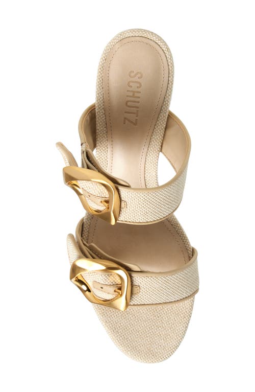 Shop Schutz Olga Buckle Block Heel Sandal In Oyster