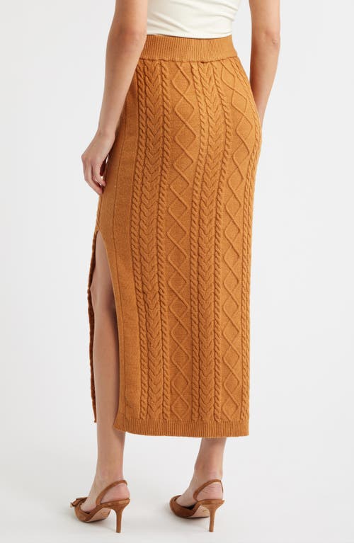 City Blues Cable Knit Maxi Sweater Skirt In Brown