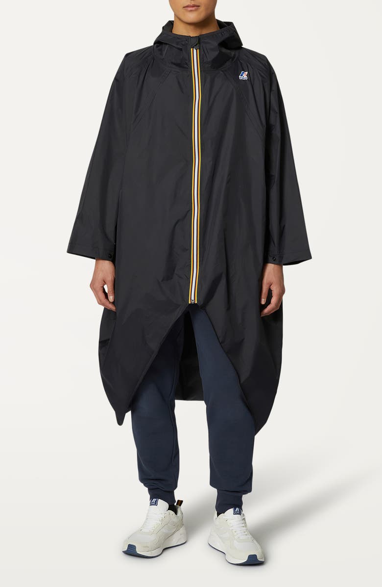 K-Way Rennes Waterproof Packable Rain Poncho, Main, color, Black Pure