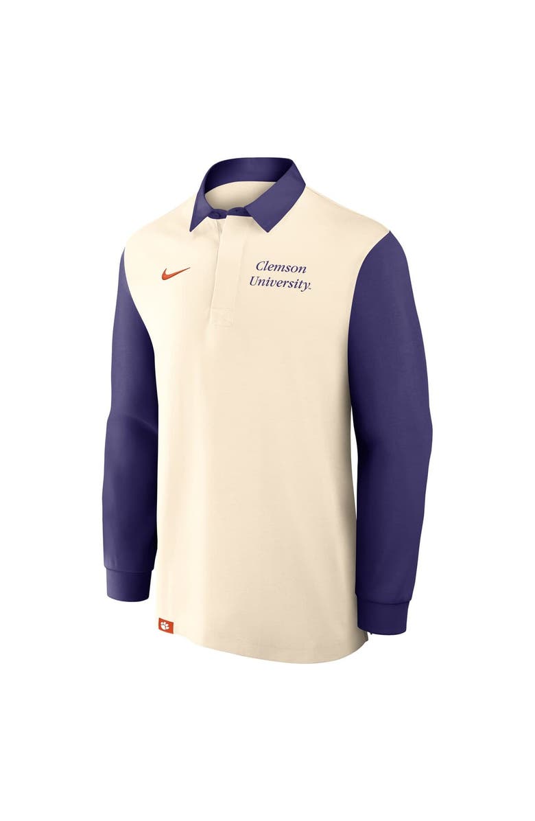 Nike Men's Nike Tan/Purple Clemson Tigers Rugby Long Sleeve Shirt, Alternate, color, Tan