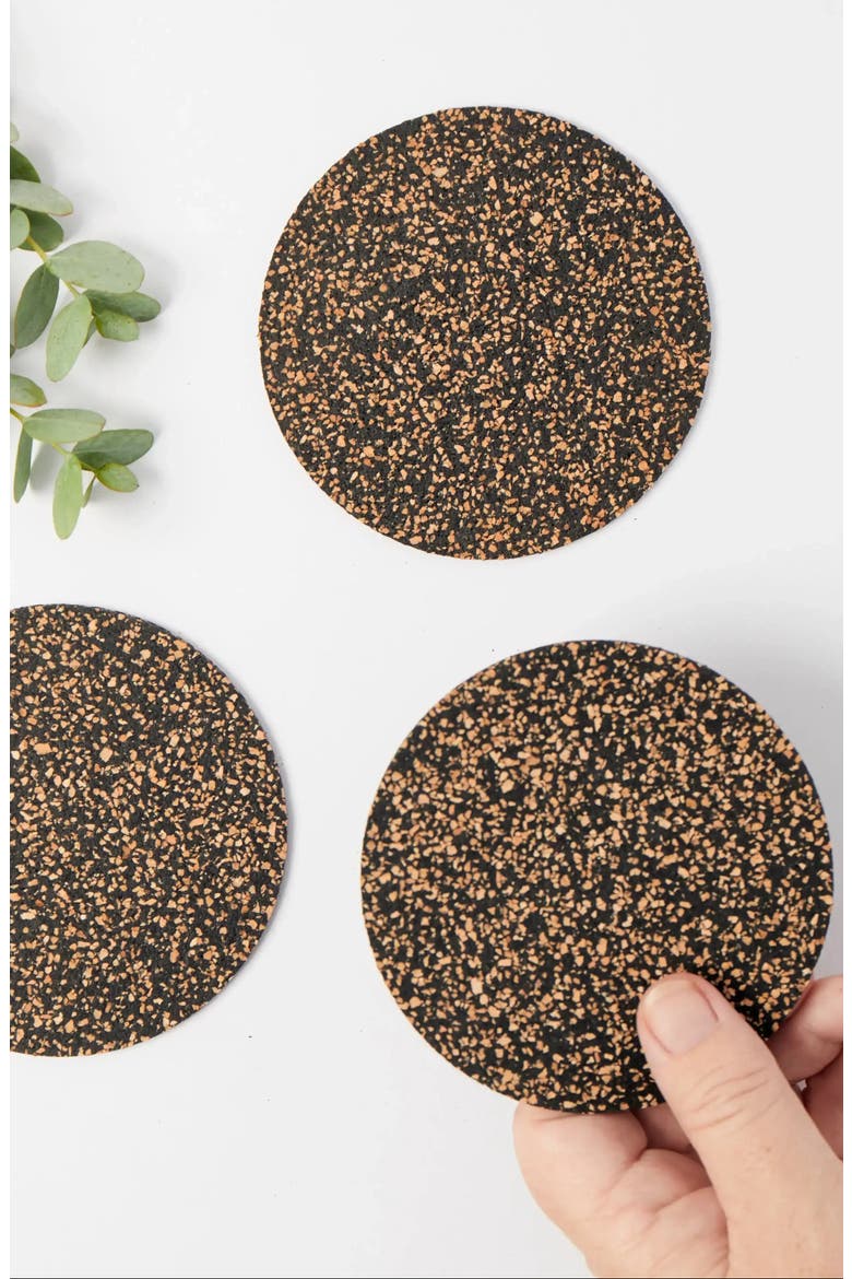 Dash Square Coasters Set of 6, Alternate, color, Natural Cork