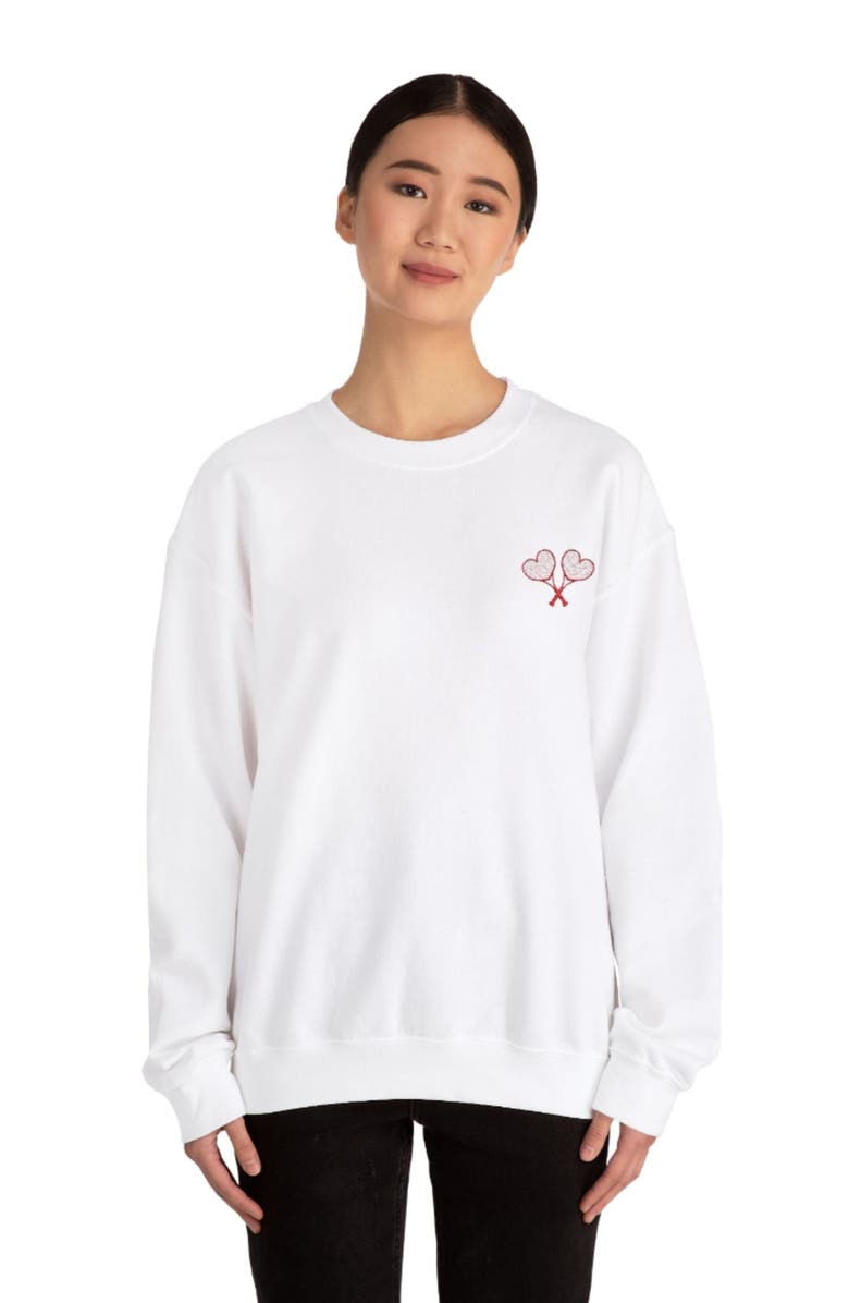 Love All Tennis Adult Embroidered Crewneck Sweater, Alternate, color, White