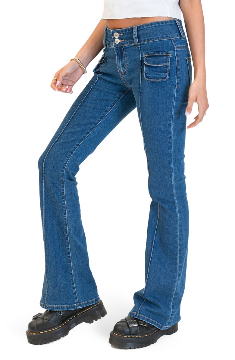 EDIKTED Harriot Flare Jeans, Alternate, color, Blue