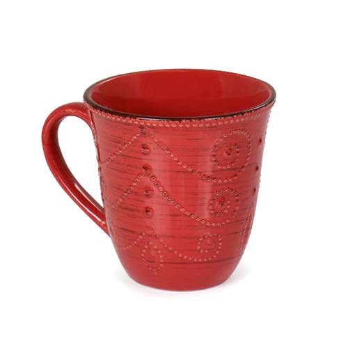 Elama Rustic Birch 16 Piece Stoneware Dinnerware Set In Red