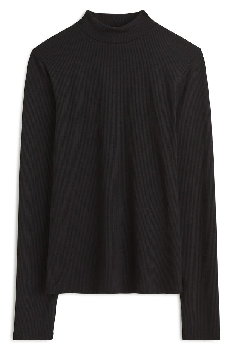 Drapey Rib Mockneck Top, Alternate, color, JET BLACK