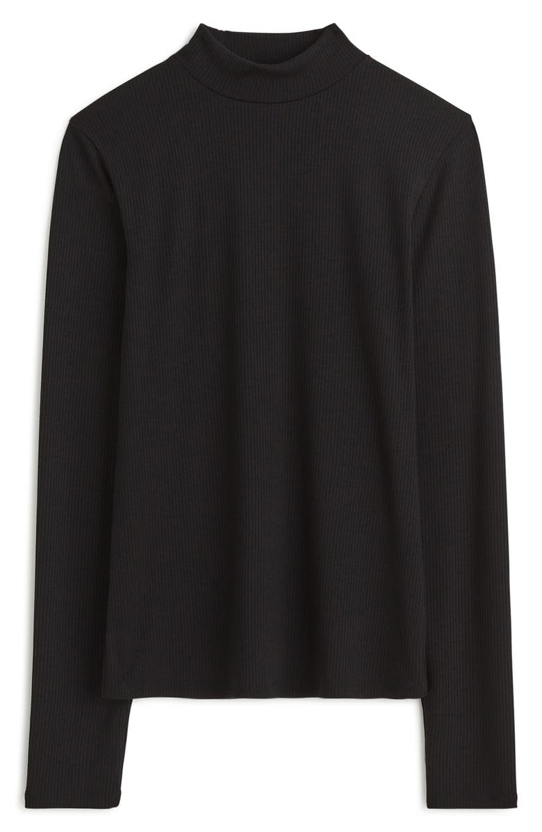 Madewell Drapey Rib Mockneck Top, Alternate, color, Jet Black