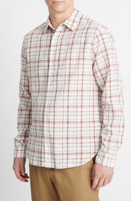 Vince Oakmont Plaid Linen & Cotton Button-Up Shirt
