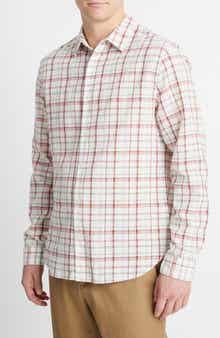 Vince Oakmont Plaid Linen & Cotton Button-Up Shirt