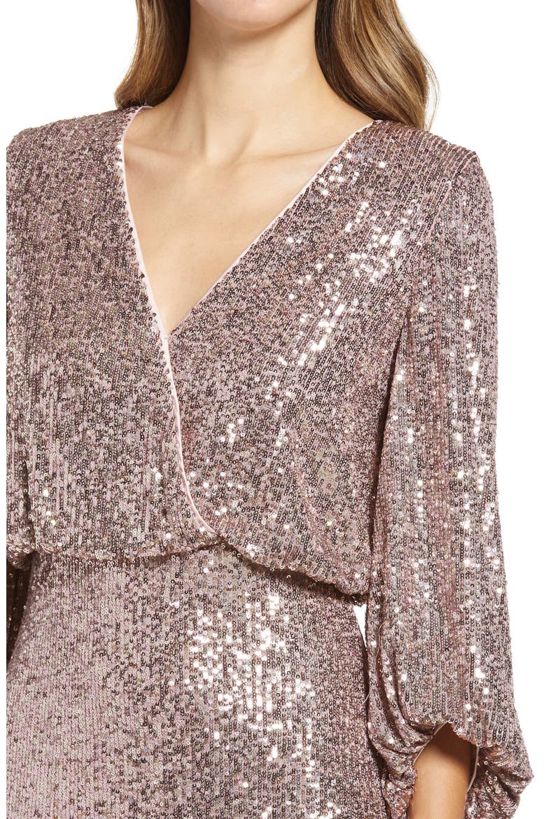 Sequin Balloon Sleeve Cocktail Dress, Alternate, color, MAU