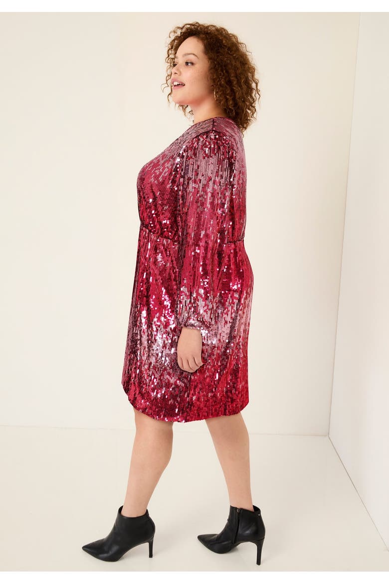 Sequin Mockneck Dress, Alternate, color, CHERRY