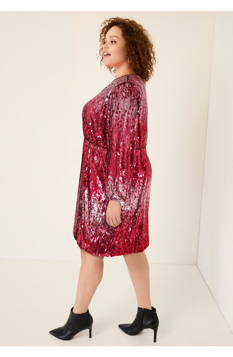 June + Vie Sequin Mockneck Dress, Alternate, color, Cherry