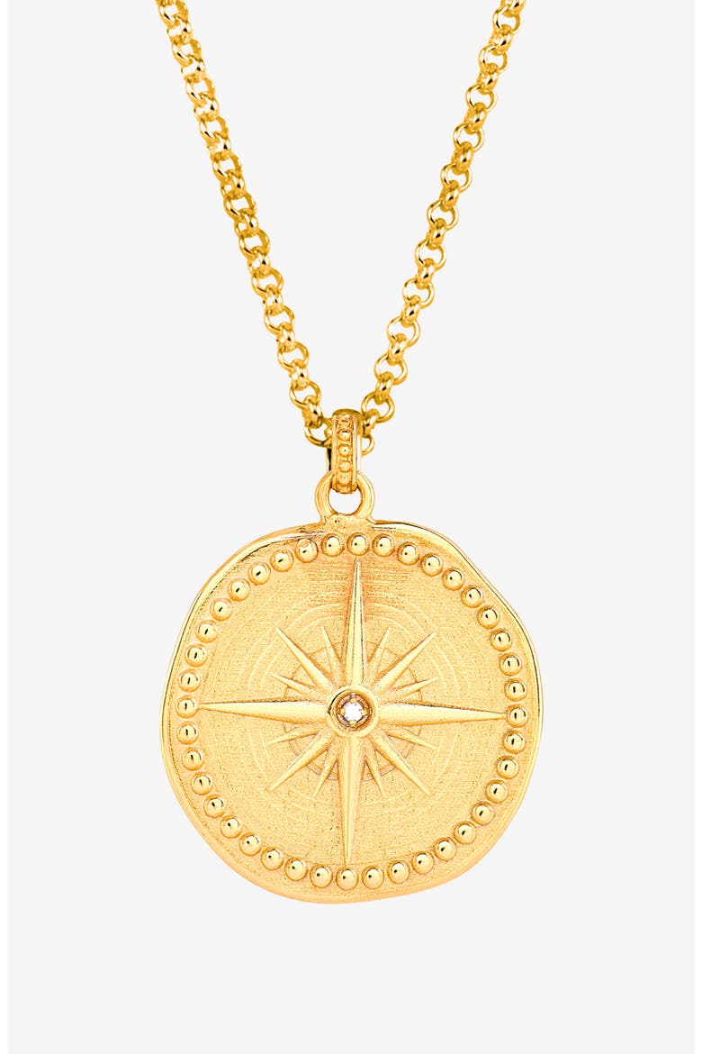 Men's Diamond True North Talisman Necklace, Main, color, Yellow Gold Vermeil