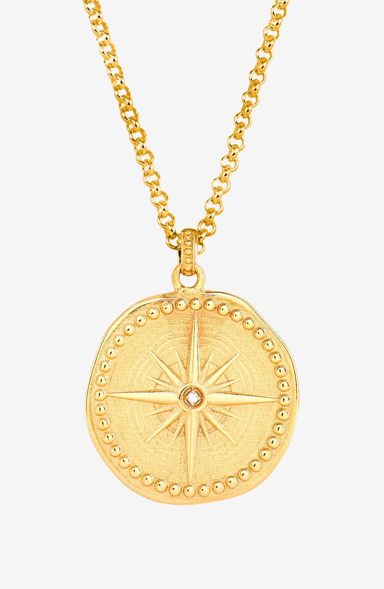Dower & Hall Men's Diamond True North Talisman Necklace, Main, color, Yellow Gold Vermeil