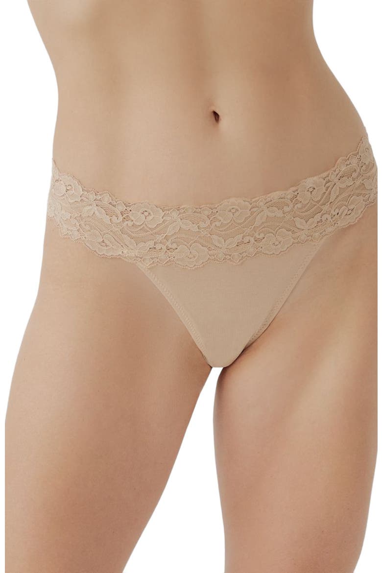 Organic Cotton Lace Waist Thong 3-Pack, Main, color, Beloved Basics