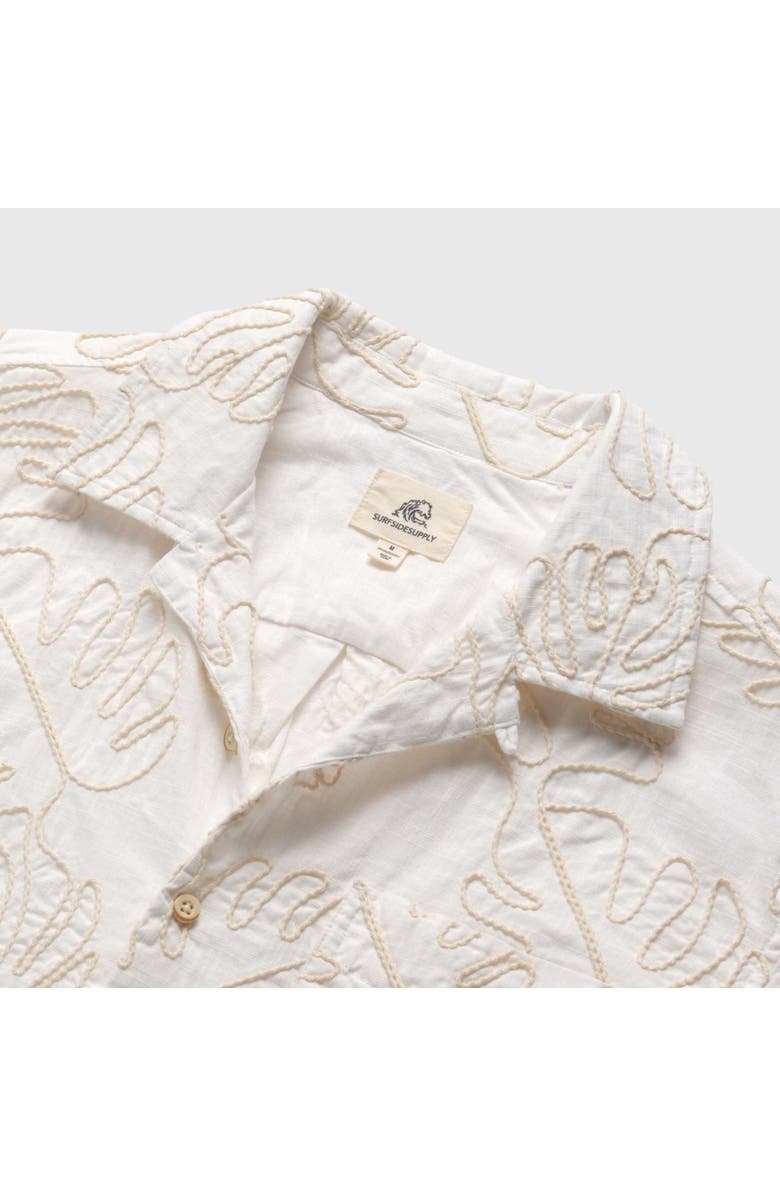 Surfside Supply Co. Mariner All Over Leaf Embroidery Camp Collar Shirt, Alternate, color, White