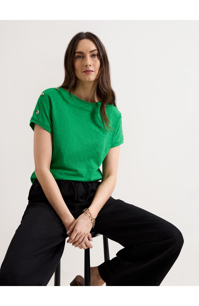 Phase Eight Suzie Shoulder-Button Relaxed T-Shirt, Alternate, color, Green