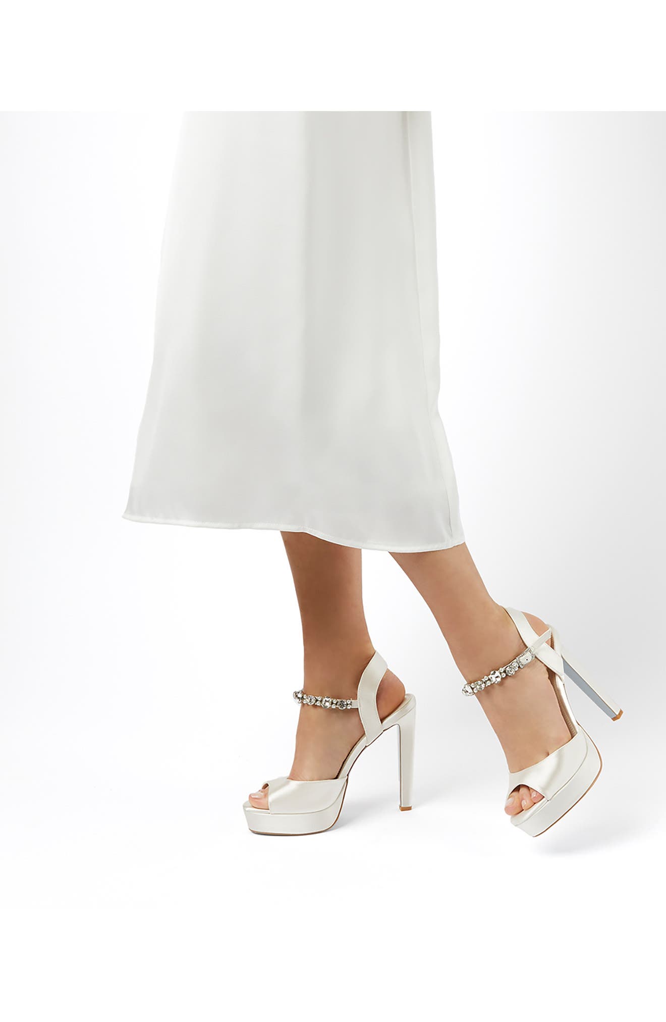 Dune London Miracles Ankle Strap Platform Sandal, Alternate, color, Ivory