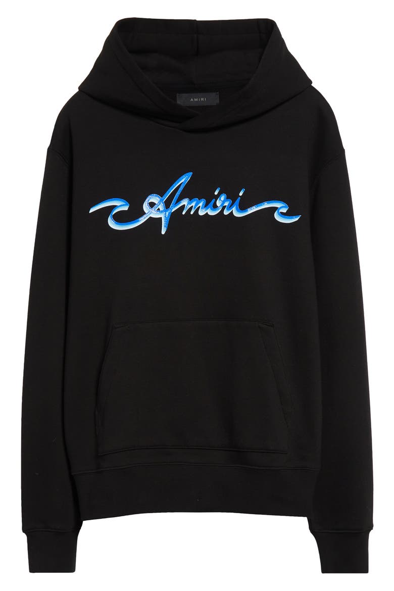 Wave Logo Cotton Graphic Hoodie, Alternate, color, BLACK