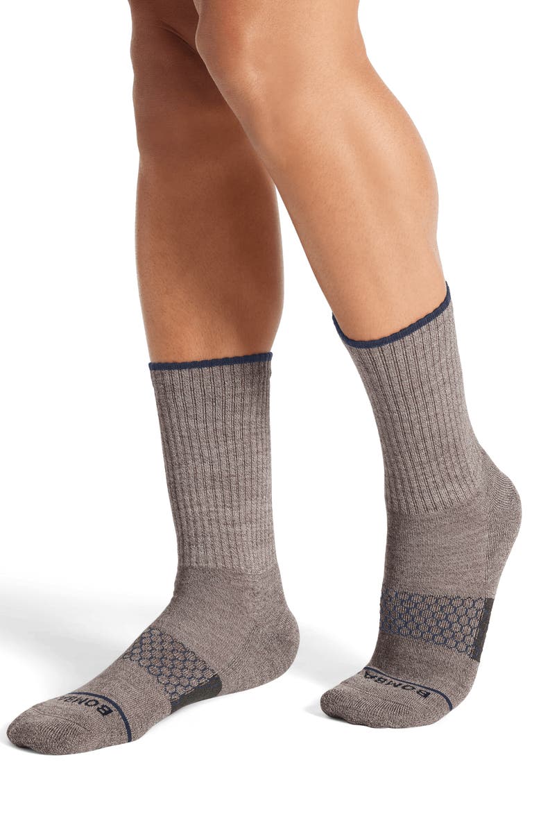 Bombas Marl Merino Wool Blend Crew Socks, Alternate, color, Pepper