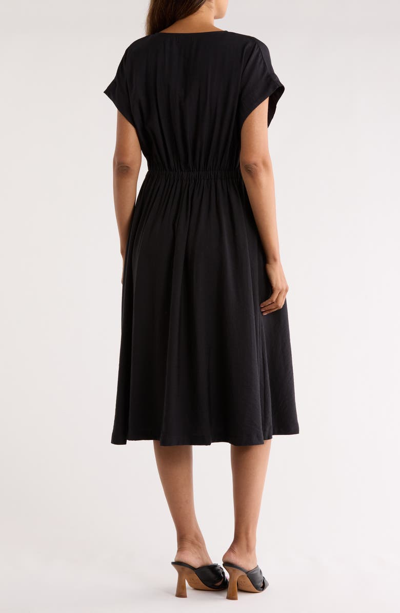 NORDSTROM RACK Short Sleeve Button Front Dress, Alternate, color, Black