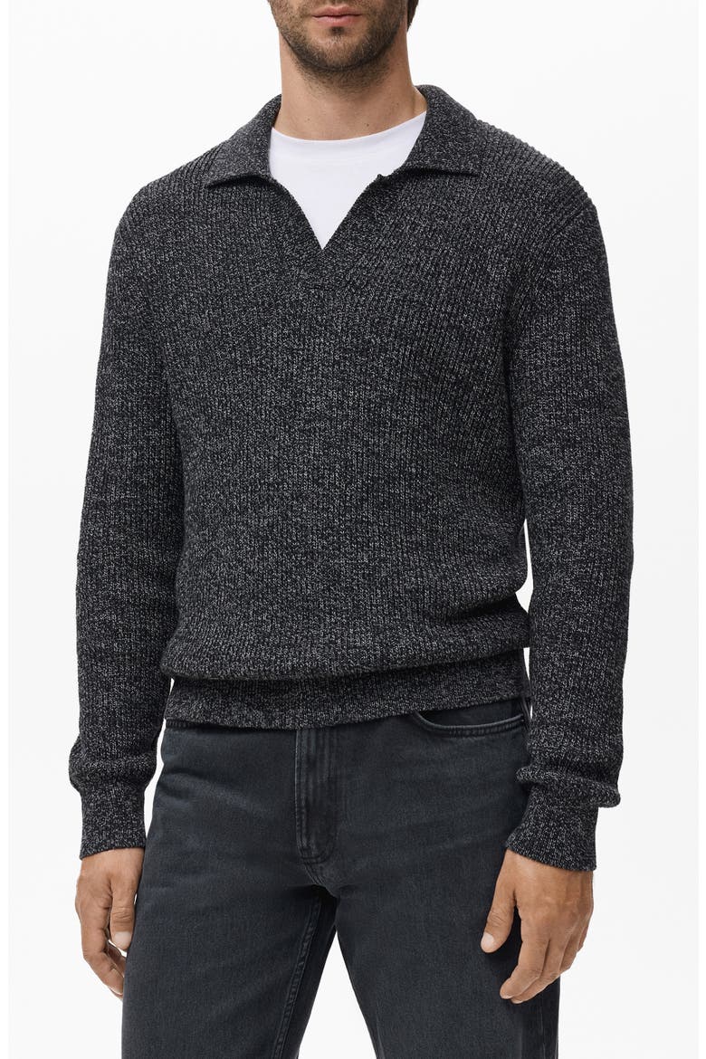 Structured Cotton Polo Sweater, Main, color, DARK HEATHER GREY