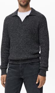 MANGO Structured Cotton Polo Sweater