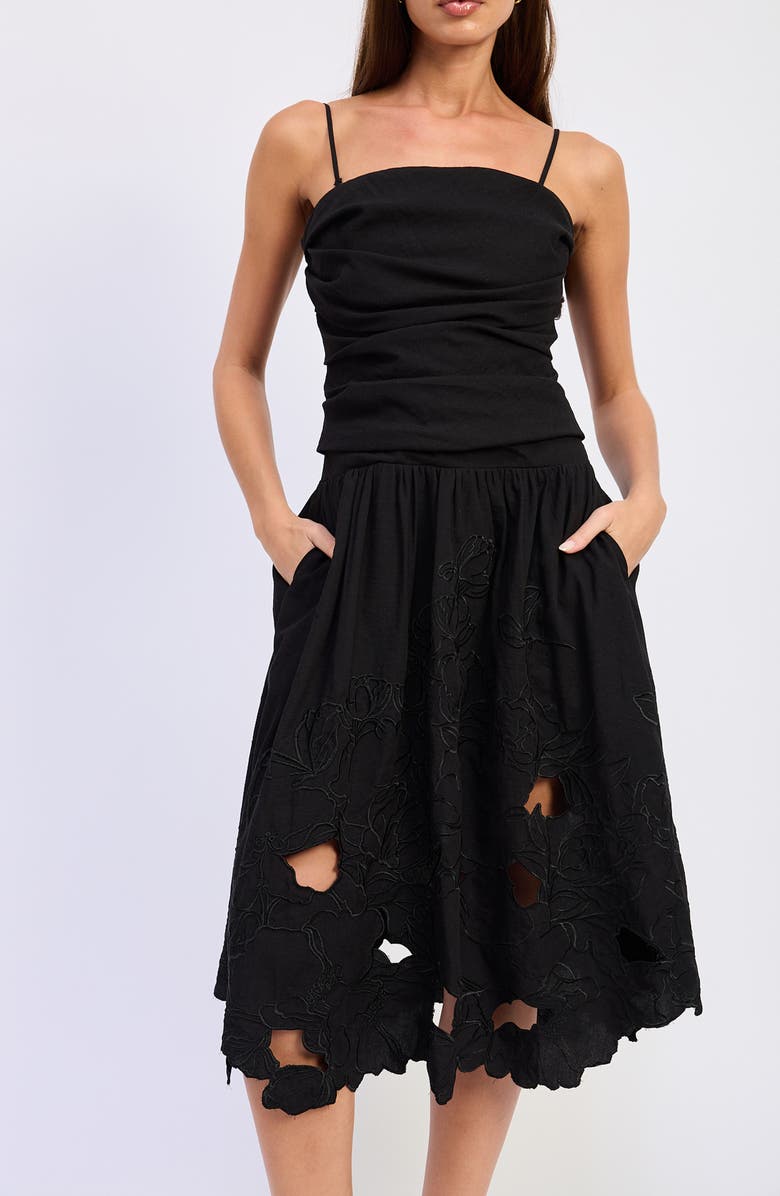 En Saison Mabel Embroidered Midi Dress, Alternate, color, Black