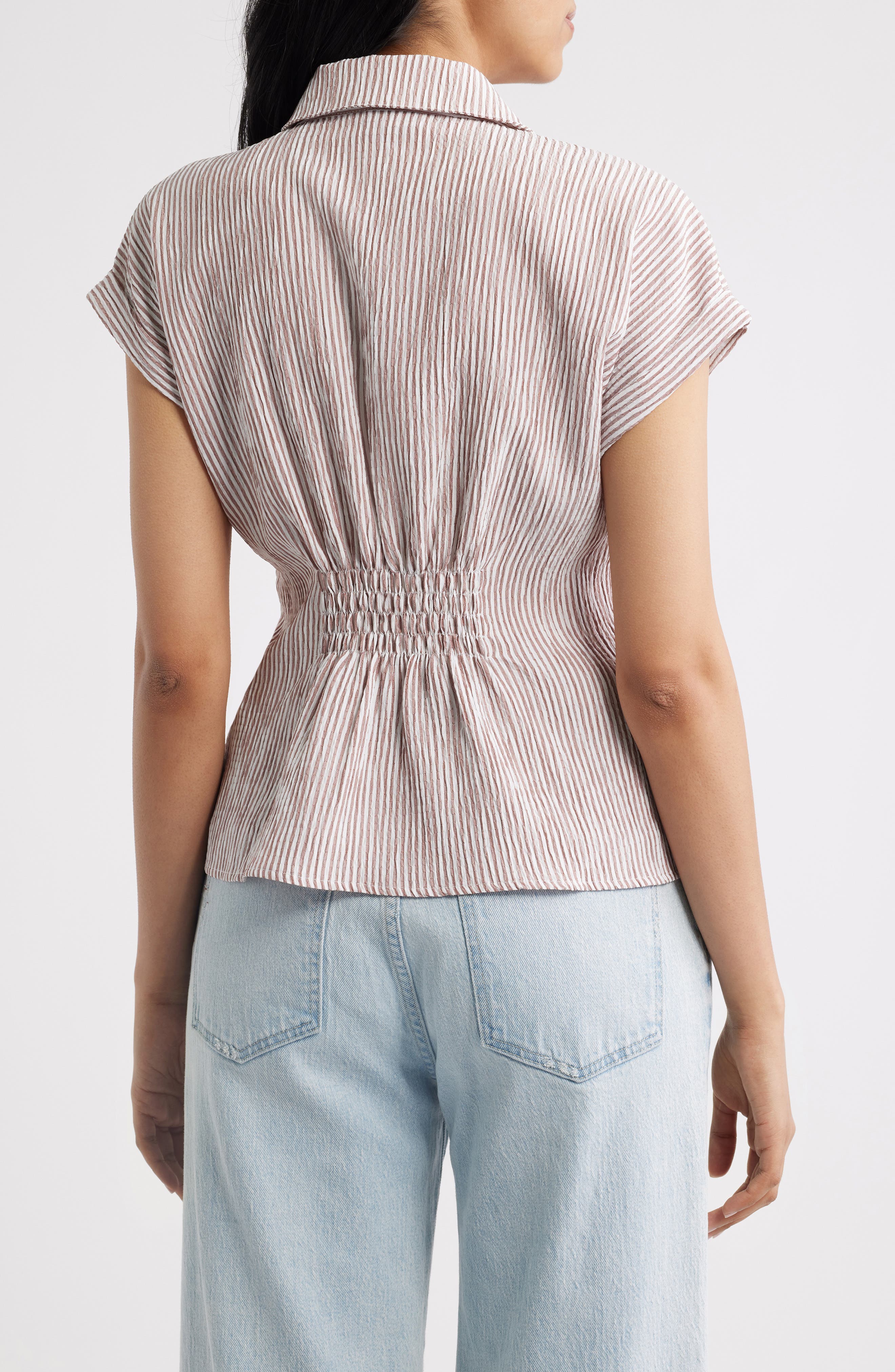 Pleat Stripe Button-Up Shirt - image 2