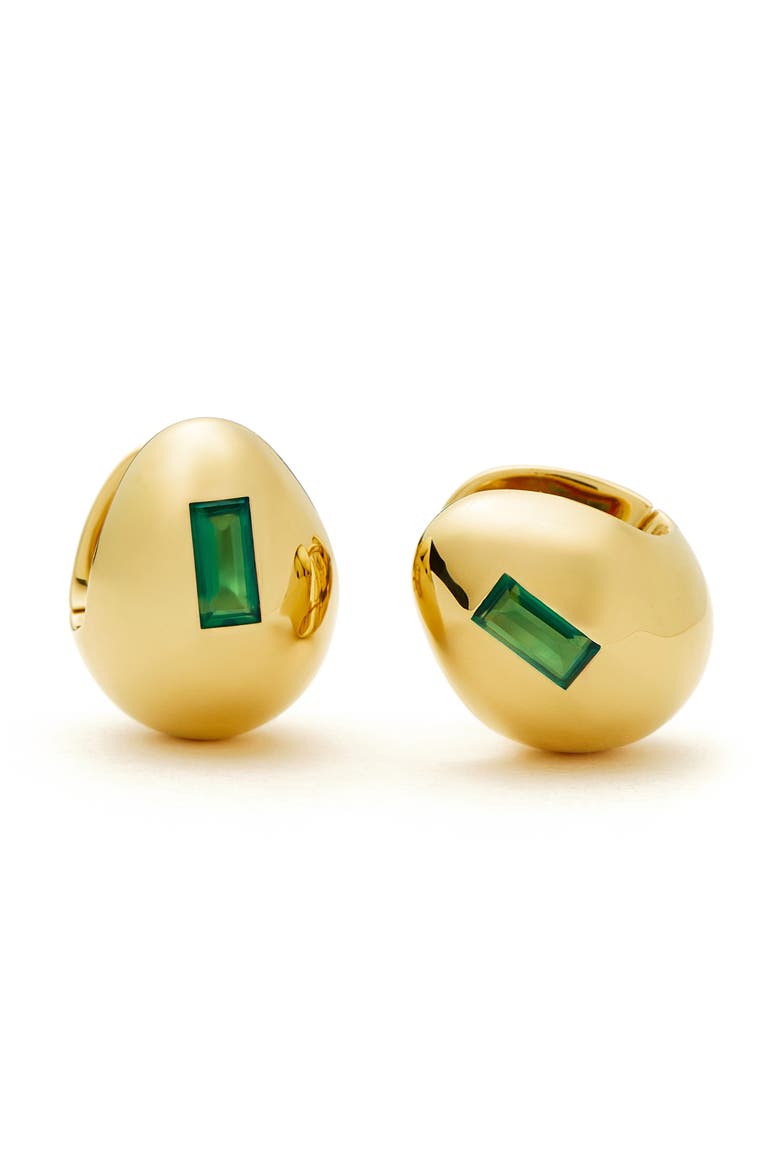Molten Stone Dome Hoop Earrings, Alternate, color, GOLD