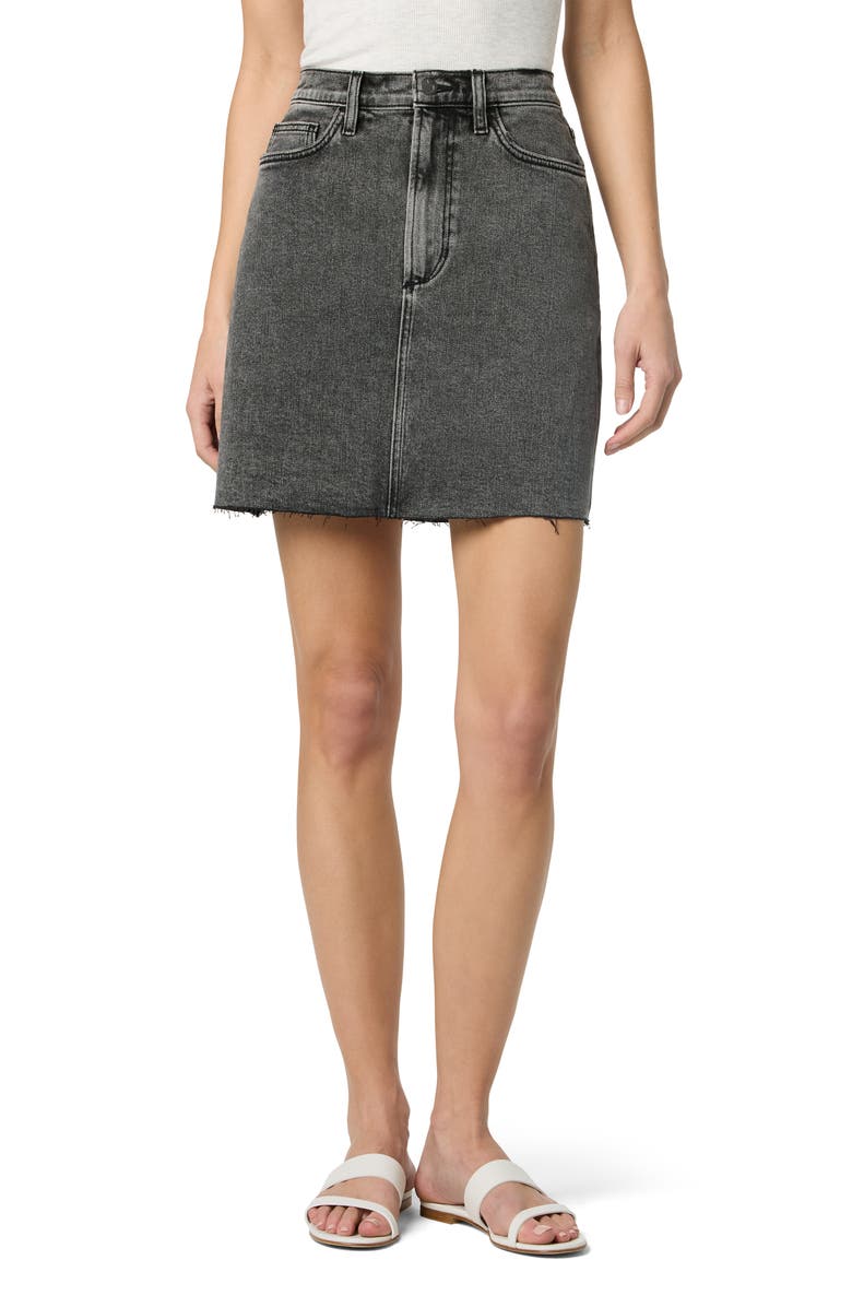 Joe's High Rise Raw Hem Denim Miniskirt, Main, color, Vienna