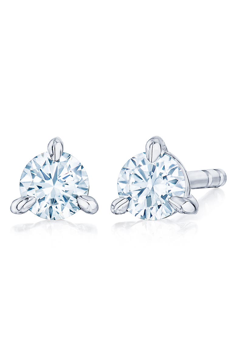 Kwiat Round Brilliant Cut Diamond & Platinum Stud Earrings - 0.25ct., Main, color, Platinum