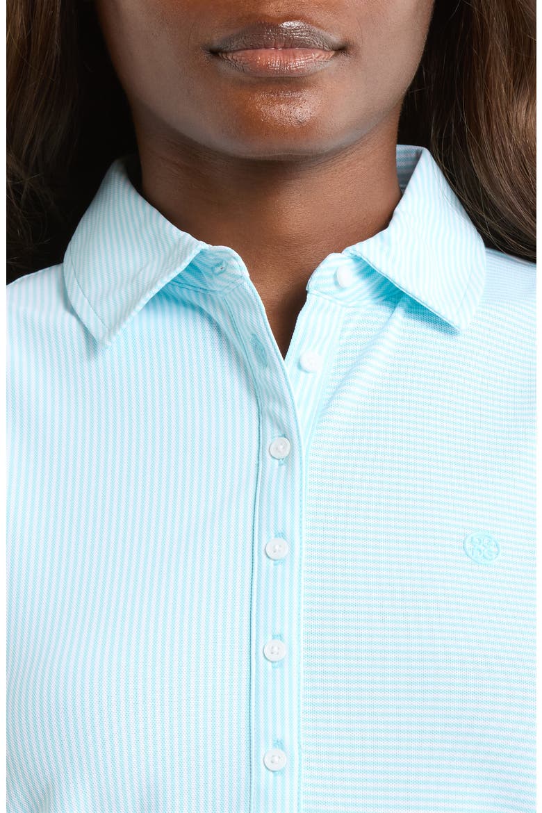 Mixed Stripe Tech Sleeveless Polo, Alternate, color, CENOTE