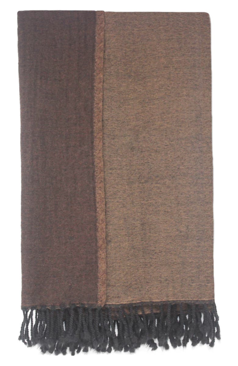 MELANGE HOME Merino Wool Reversible Throw Blanket, Alternate, color, Brown And Taupe