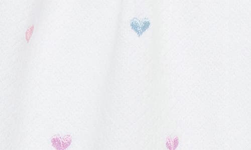 Shop Little Me Hearts Embroidered Cotton Romper & Headband Set In Multi Pink