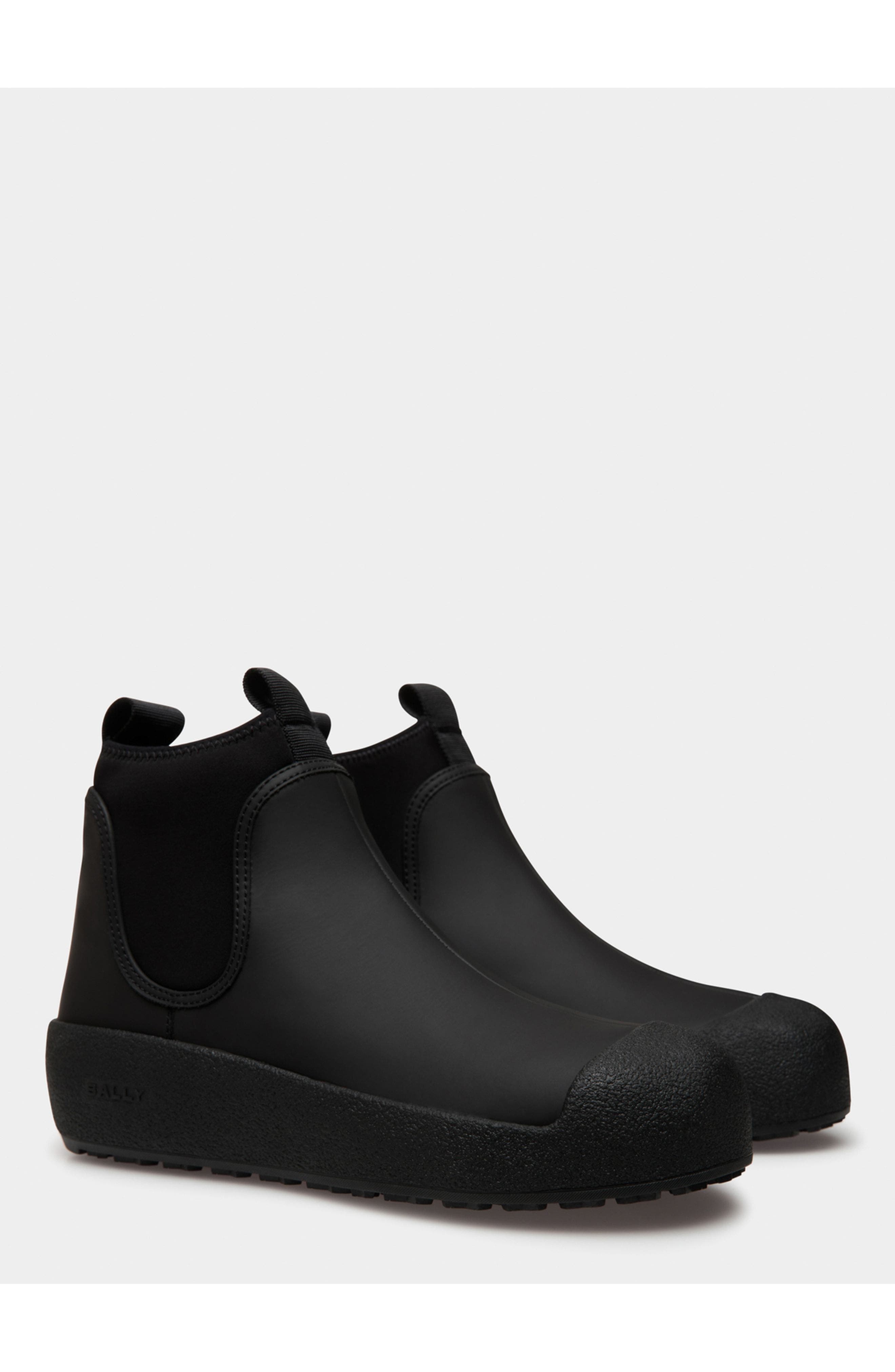 Bally Curling Bootie in Rubber-Coated Leather, Alternate, color, 
