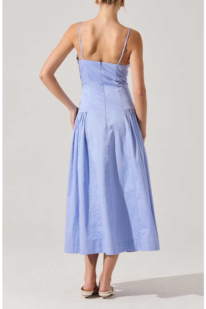 High Neck Open Back Cotton Midi Dress, Alternate, color, CORNFLOWER BLUE