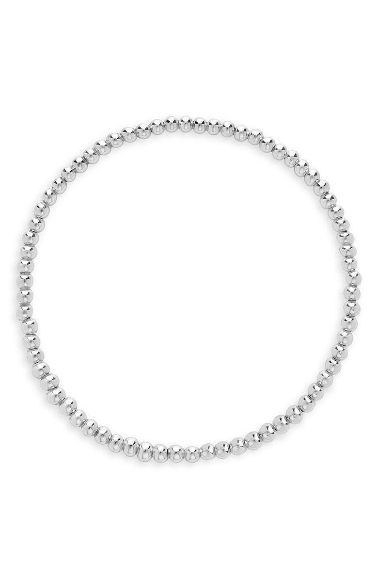 Sterling Forever Beaded Stretch Bracelet, Alternate, color, Silver