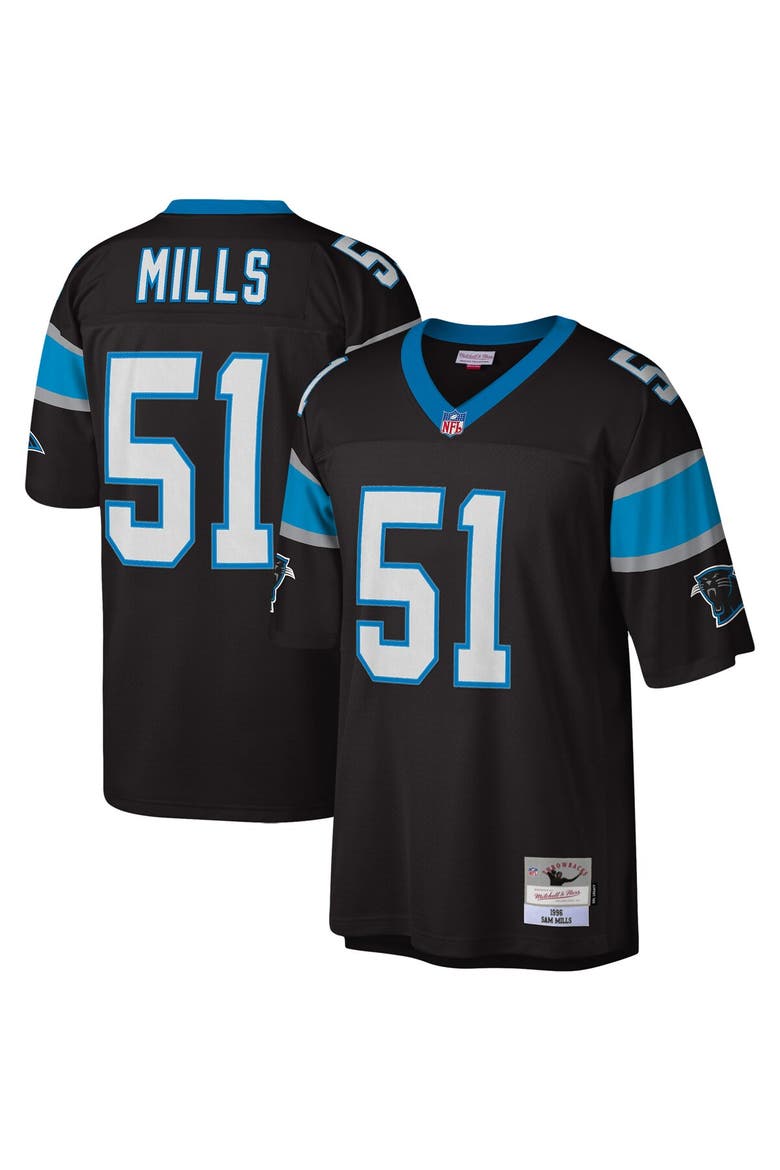 Men's Mitchell & Ness Sam Mills Black Carolina Panthers Legacy Replica Jersey, Main, color, Black