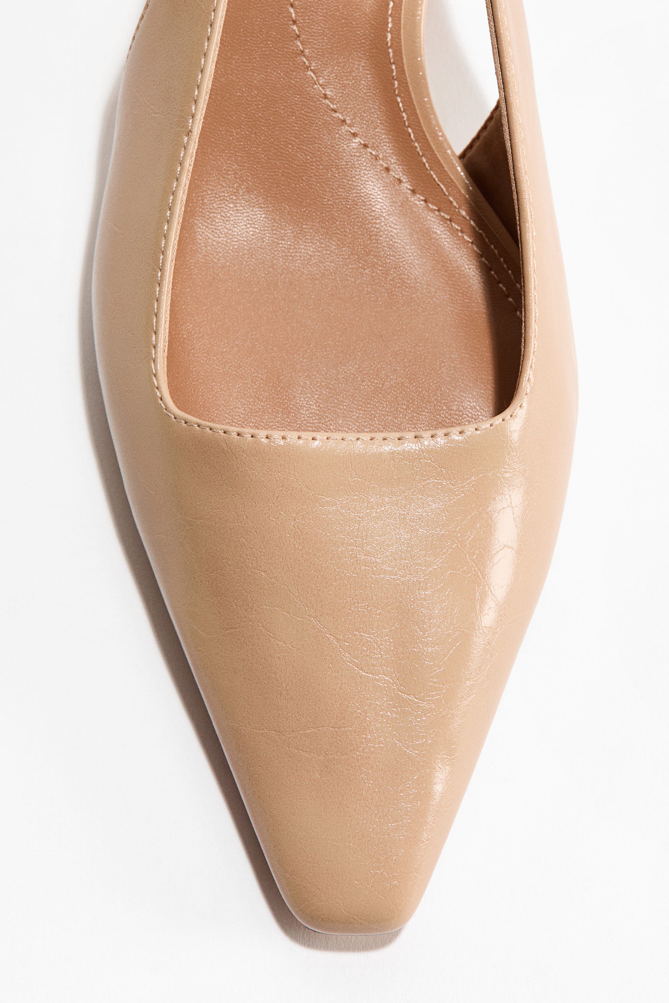 H&M Kitten-heeled Slingbacks, Alternate, color, Beige