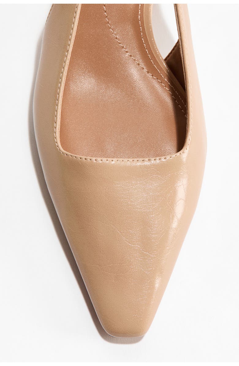 H&M Kitten-heeled Slingbacks, Alternate, color, Beige
