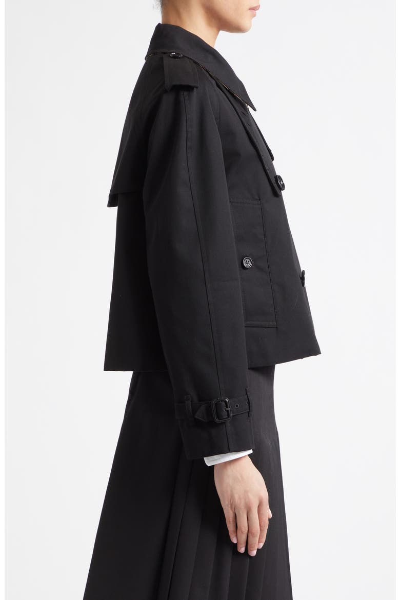 Haltye Cotton Gabardine Crop Trench Jacket, Alternate, color, BLACK