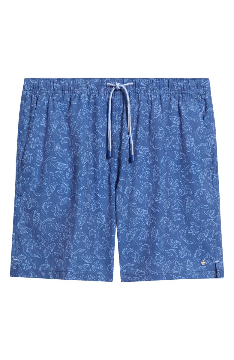 Peter Millar Pond Wander Koi Print Swim Trunks, Alternate, color, Windsor Blue