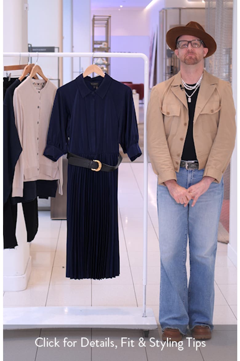 Pleated Belted Midi Shirtdress video