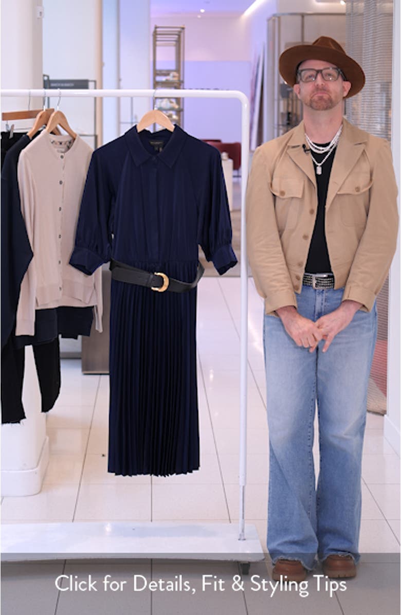 Pleated Belted Midi Shirtdress, sales video thumbnail